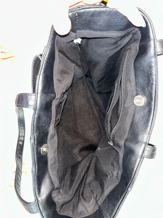 Rampage Black Faux Leather Tote with Bow Accent - Picture 5 of 7